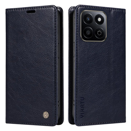 YIKATU YK-006 For Honor Play 60 Plus 5G / Play 9T / X7c 4G / 200 Smart 5G Case Magnetic Closure Leather Phone Cover Litchi Texture - Navy Blue