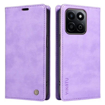 YIKATU YK-006 For Honor Play 60 Plus 5G / Play 9T / X7c 4G / 200 Smart 5G Case Magnetic Closure Leather Phone Cover Litchi Texture - Purple