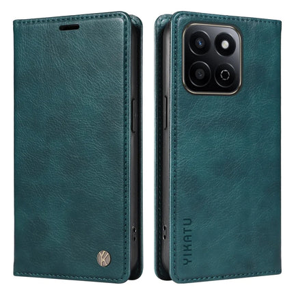 YIKATU YK-006 For Honor Play 60 Plus 5G / Play 9T / X7c 4G / 200 Smart 5G Case Magnetic Closure Leather Phone Cover Litchi Texture - Blue