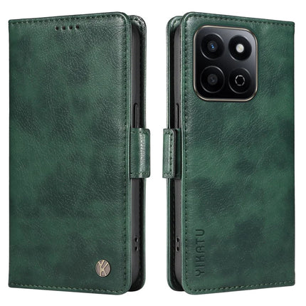 YIKATU YK-007 For Honor Play 60 Plus 5G / Play 9T / X7c 4G / 200 Smart 5G Case Side Buckle PU Leather Phone Cover Litchi Texture - Green