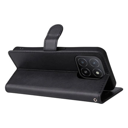 For Honor X5b / X5b Plus Case Solid Color Leather Mobile Cover Wallet Stand with Strap