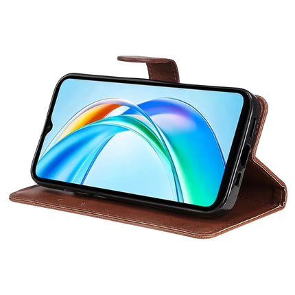 For Honor X5b / X5b Plus Case Solid Color Leather Mobile Cover Wallet Stand with Strap