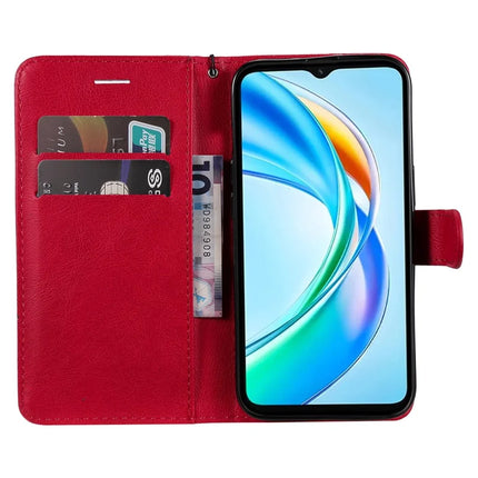 For Honor X5b / X5b Plus Case Solid Color Leather Mobile Cover Wallet Stand with Strap