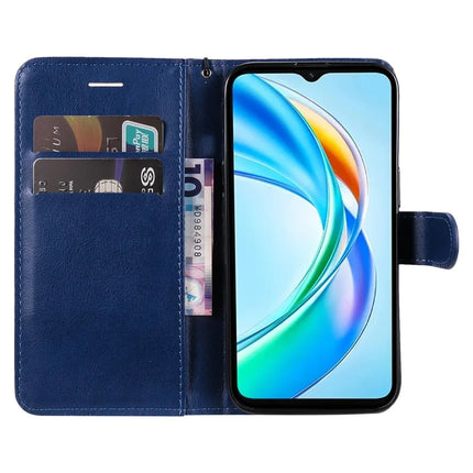 For Honor X5b / X5b Plus Case Solid Color Leather Mobile Cover Wallet Stand with Strap