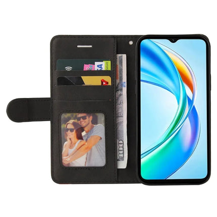 For Honor X5b / X5b Plus Leather Case Wallet Stand Color Splicing Phone Cover
