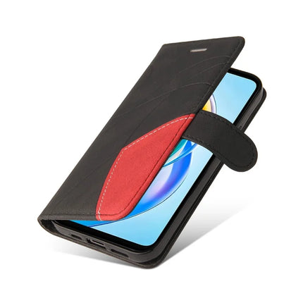 For Honor X5b / X5b Plus Leather Case Wallet Stand Color Splicing Phone Cover