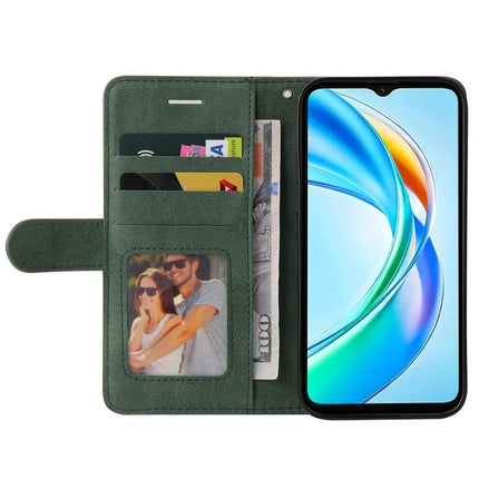 For Honor X5b / X5b Plus Leather Case Wallet Stand Color Splicing Phone Cover
