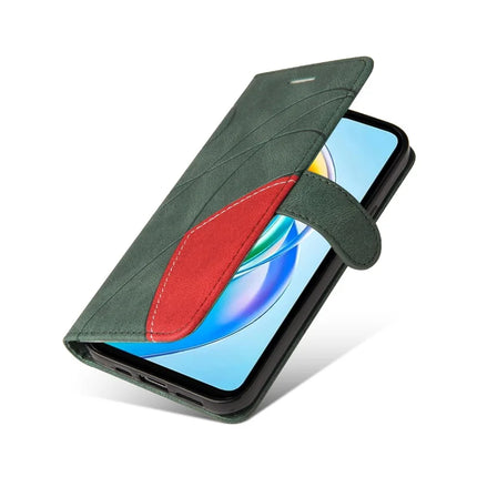 For Honor X5b / X5b Plus Leather Case Wallet Stand Color Splicing Phone Cover