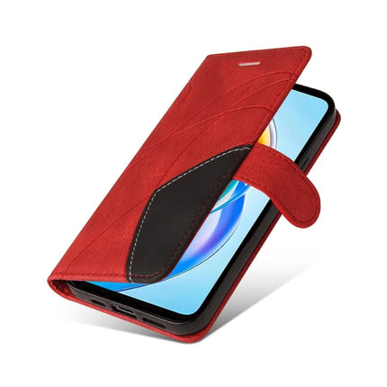 For Honor X5b / X5b Plus Leather Case Wallet Stand Color Splicing Phone Cover