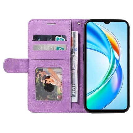 For Honor X5b / X5b Plus Leather Case Wallet Stand Color Splicing Phone Cover