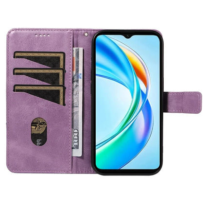 For Honor X5b / X5b Plus Leather Case Geometric Line Wallet Phone Cover