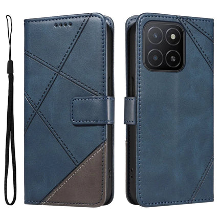 For Honor X5b / X5b Plus Leather Case Geometric Line Wallet Phone Cover - Blue