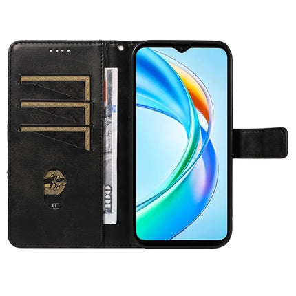 For Honor X5b / X5b Plus Leather Case Geometric Line Wallet Phone Cover