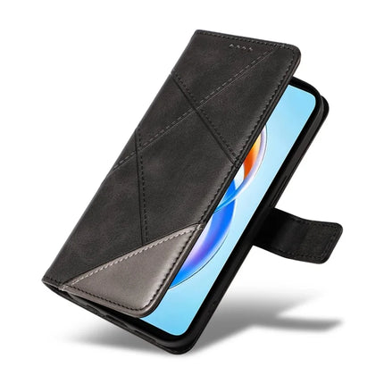 For Honor X5b / X5b Plus Leather Case Geometric Line Wallet Phone Cover