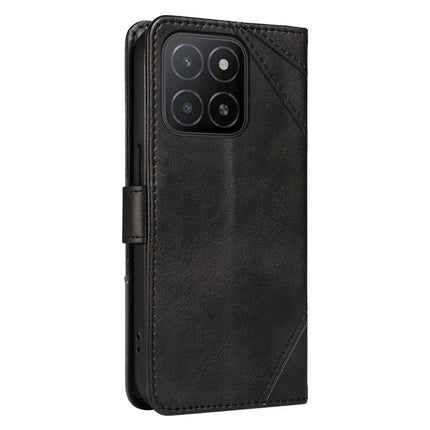 For Honor X5b / X5b Plus Leather Case Geometric Line Wallet Phone Cover