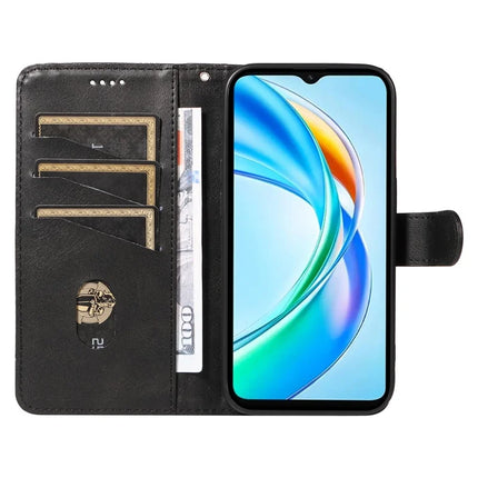 For Honor X5b / X5b Plus Wallet Phone Case T-Shape Lines Leather Cover