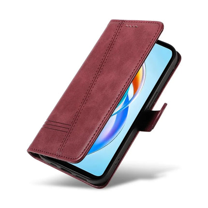 For Honor X5b / X5b Plus Wallet Phone Case T-Shape Lines Leather Cover