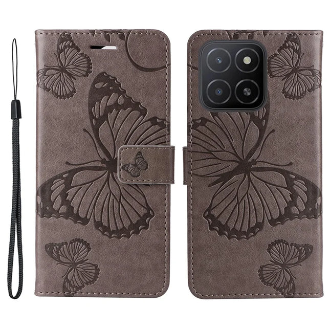 For Honor X5b / X5b Plus Case Butterfly Leather Phone Cover - Grey