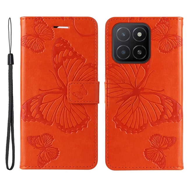 For Honor X5b / X5b Plus Case Butterfly Leather Phone Cover - Orange