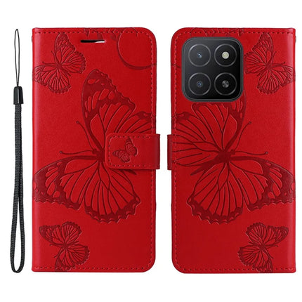 For Honor X5b / X5b Plus Case Butterfly Leather Phone Cover - Red