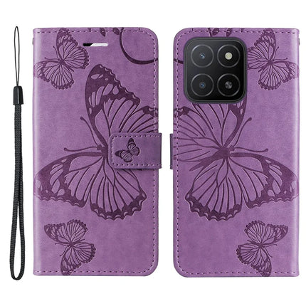 For Honor X5b / X5b Plus Case Butterfly Leather Phone Cover - Light Purple