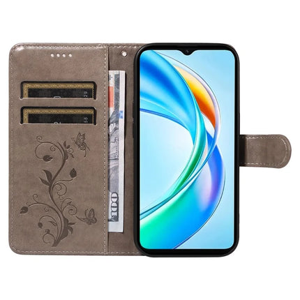 For Honor X5b / X5b Plus Case Flower Pattern PU Leather Wallet Phone Cover