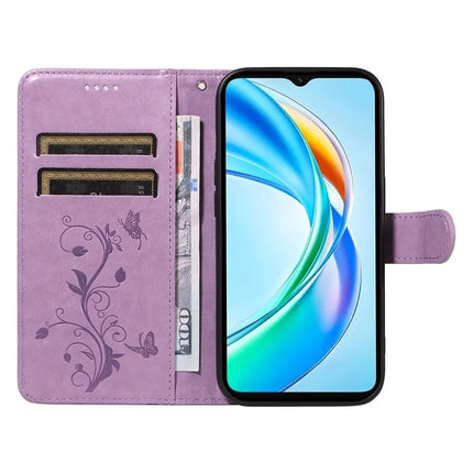 For Honor X5b / X5b Plus Case Flower Pattern PU Leather Wallet Phone Cover
