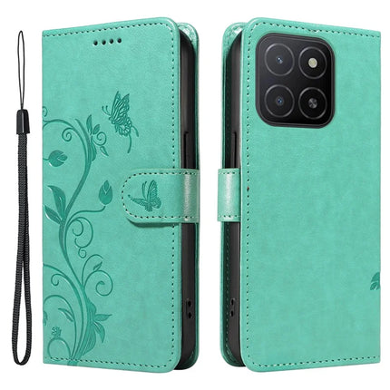 For Honor X5b / X5b Plus Case Flower Pattern PU Leather Wallet Phone Cover - Green