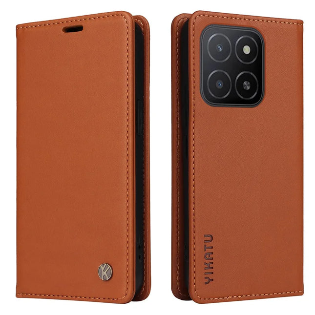 YIKATU YK-001 For Honor X5b / X5b Plus Stand Case Leather Phone Cover - Brown