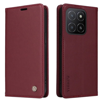 YIKATU YK-001 For Honor X5b / X5b Plus Stand Case Leather Phone Cover - Wine Red