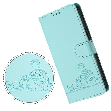 For Samsung Galaxy A56 5G Case with Strap RFID Blocking Leather Wallet Phone Cover Cat Mouse Pattern
