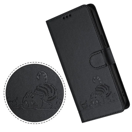 For Samsung Galaxy A56 5G Case with Strap RFID Blocking Leather Wallet Phone Cover Cat Mouse Pattern