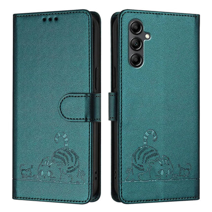For Samsung Galaxy A56 5G Case with Strap RFID Blocking Leather Wallet Phone Cover Cat Mouse Pattern