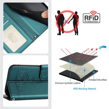 For Samsung Galaxy A56 5G Case with Strap RFID Blocking Leather Wallet Phone Cover Cat Mouse Pattern