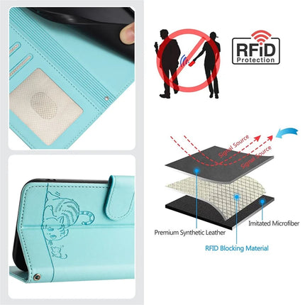 For Samsung Galaxy A26 5G Case with Strap RFID Blocking Leather Wallet Phone Cover Cat Mouse Pattern