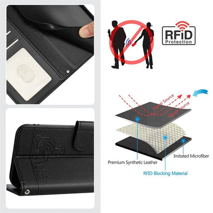 For Samsung Galaxy A26 5G Case with Strap RFID Blocking Leather Wallet Phone Cover Cat Mouse Pattern