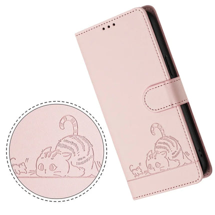 For Samsung Galaxy A26 5G Case with Strap RFID Blocking Leather Wallet Phone Cover Cat Mouse Pattern