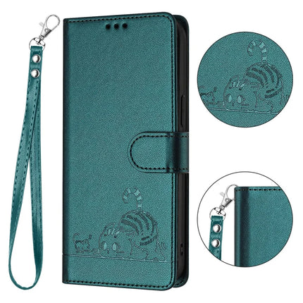 For Samsung Galaxy A26 5G Case with Strap RFID Blocking Leather Wallet Phone Cover Cat Mouse Pattern