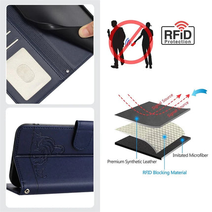 For Samsung Galaxy A26 5G Case with Strap RFID Blocking Leather Wallet Phone Cover Cat Mouse Pattern