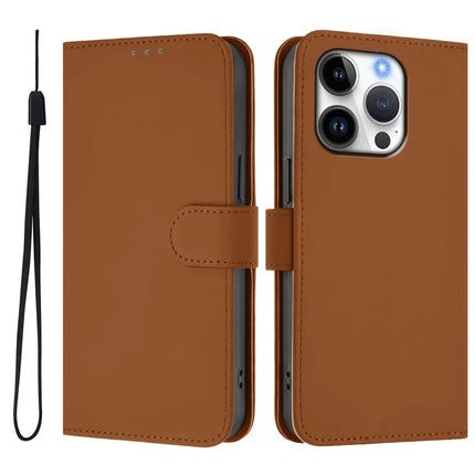 For iPhone 16 Pro Case Solid Color Wallet Leather Phone Cover with Strap