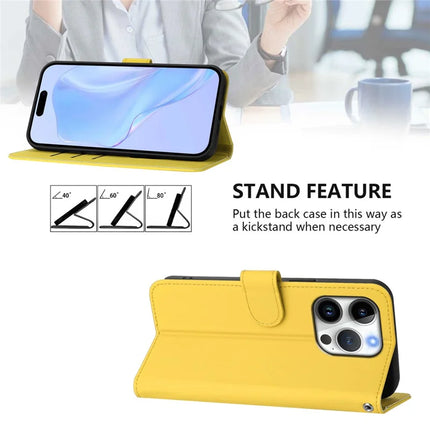 For iPhone 16 Pro Case Solid Color Wallet Leather Phone Cover with Strap