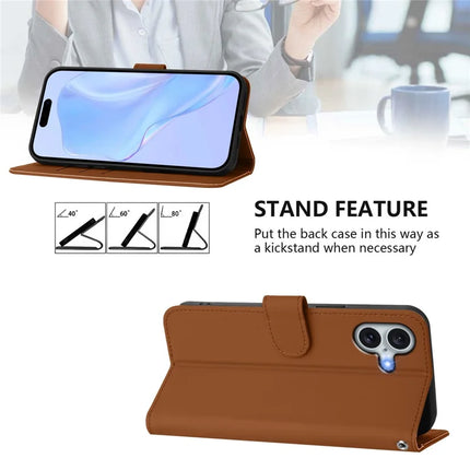 For iPhone 16 Plus Case Solid Color Wallet Leather Phone Cover with Strap
