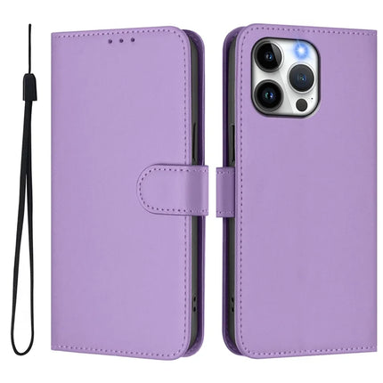 For iPhone 15 Pro Max Case Solid Color Wallet Leather Phone Cover with Strap