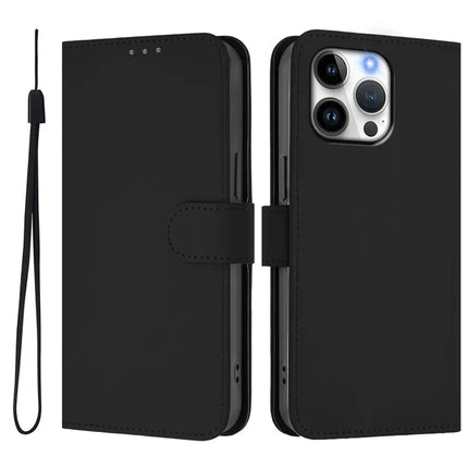 For iPhone 16 Pro Max Case Solid Color Wallet Leather Phone Cover with Strap