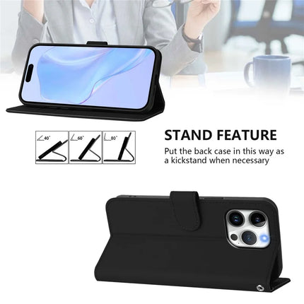 For iPhone 16 Pro Max Case Solid Color Wallet Leather Phone Cover with Strap
