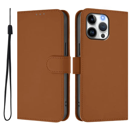 For iPhone 16 Pro Max Case Solid Color Wallet Leather Phone Cover with Strap