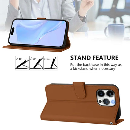 For iPhone 16 Pro Max Case Solid Color Wallet Leather Phone Cover with Strap