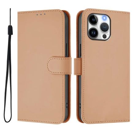 For iPhone 16 Pro Max Case Solid Color Wallet Leather Phone Cover with Strap