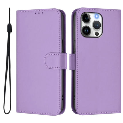 For iPhone 16 Pro Max Case Solid Color Wallet Leather Phone Cover with Strap
