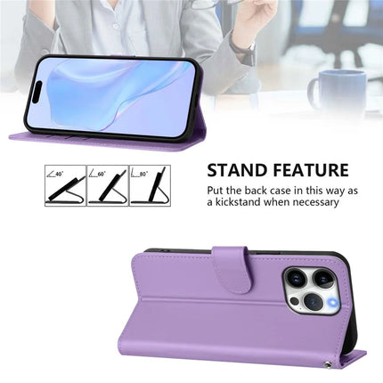 For iPhone 16 Pro Max Case Solid Color Wallet Leather Phone Cover with Strap